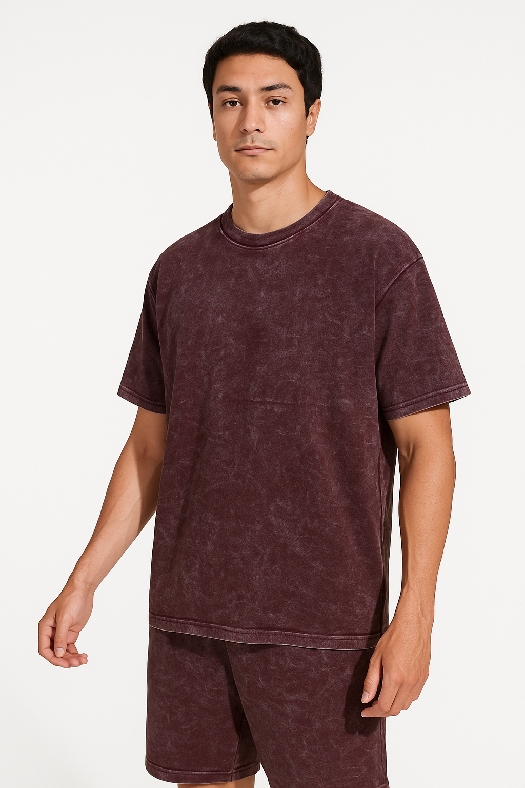 Denmaa Vintage Wash Oversized T-Shirt for Men & Women – Maroon Burgundy Casual Cotton Tee