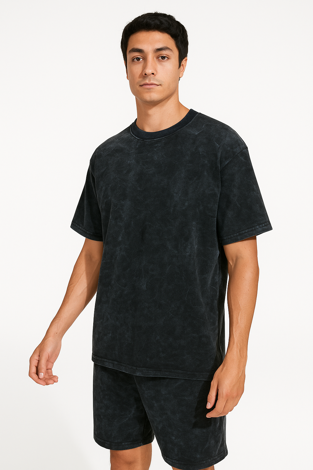 Denmaa Vintage Wash Oversized T-Shirt for Men & Women – Black Cotton Casual Tee
