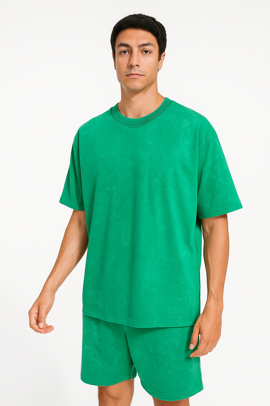 Denmaa Vintage Wash Oversized T-Shirt for Men & Women – Light Green Cotton Casual Tee