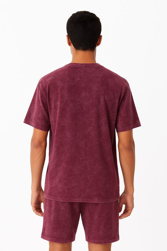 Denmaa Vintage Wash Oversized T-Shirt for Men & Women – Red Cotton Casual Tee