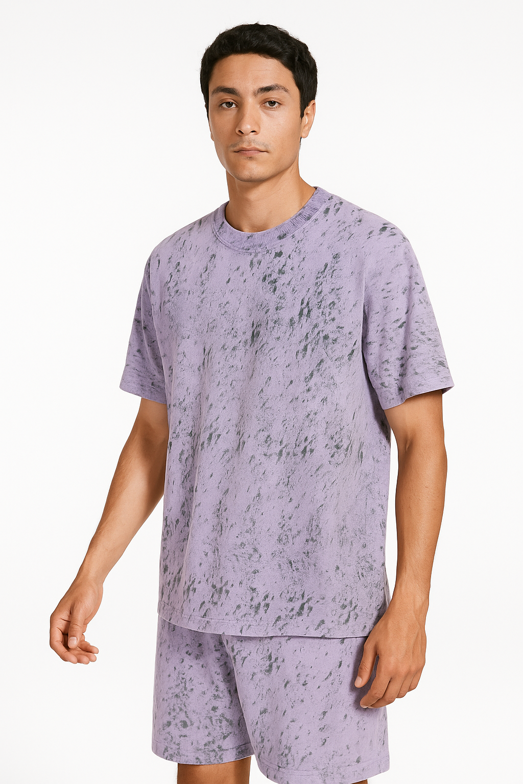 Denmaa Acid Wash Oversized T-Shirt for Men & Women – Lavender Purple Cotton Casual Tee